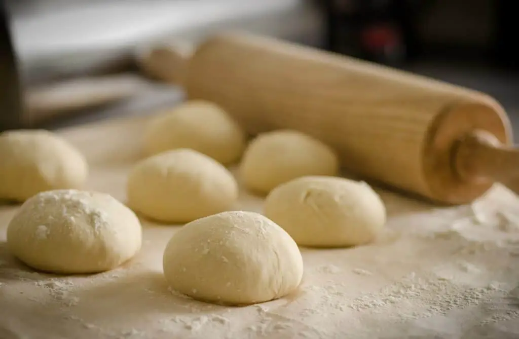 Dough with wooden roller