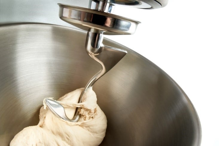 mixer kneading bread dough