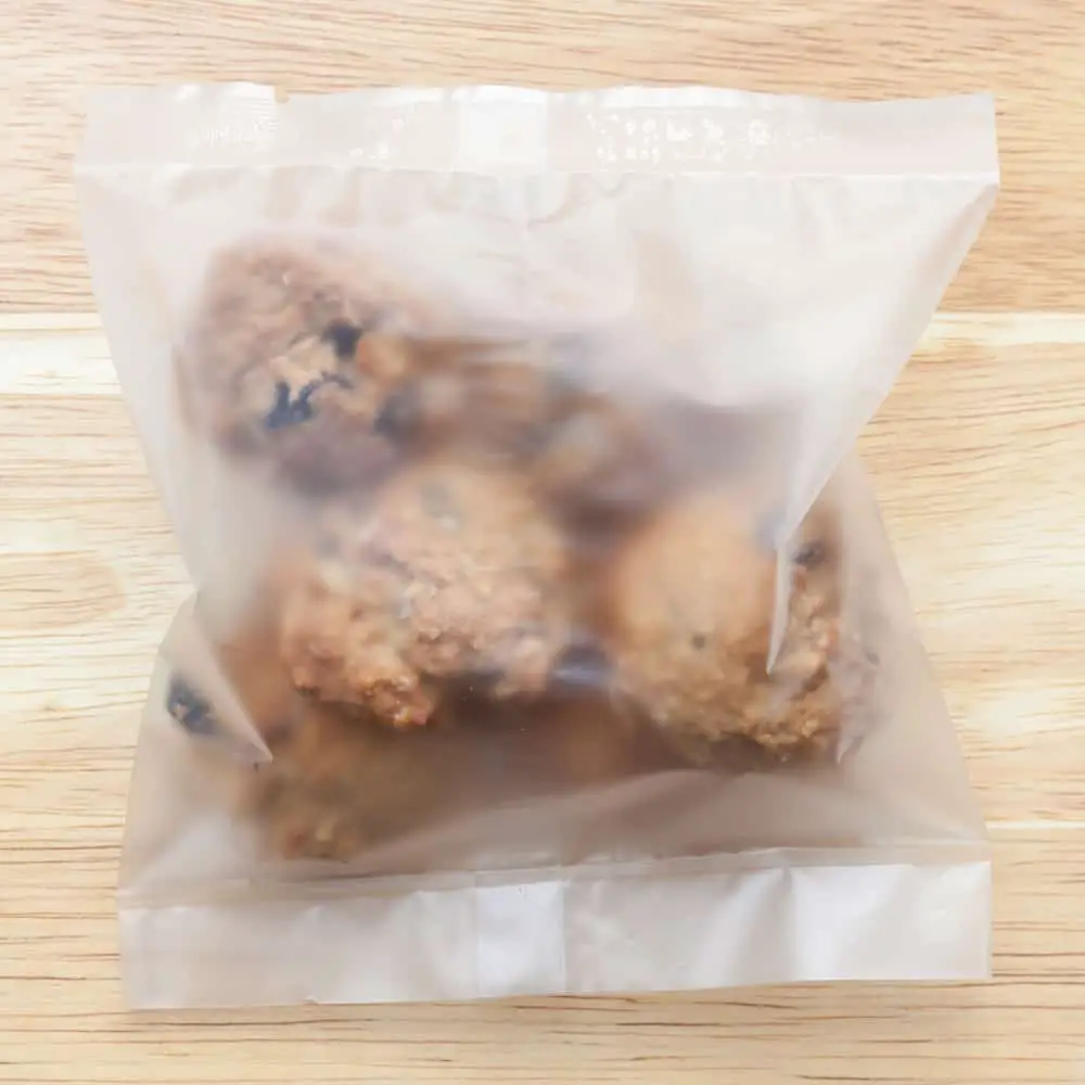 Oatmeal cookies sealed in plastic bag