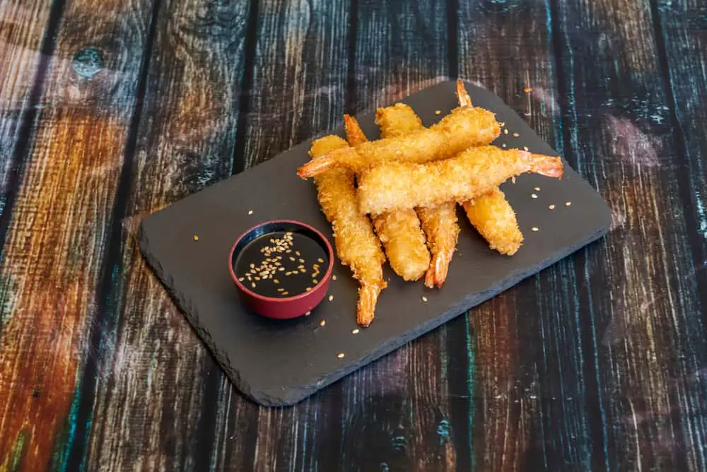 King prawns battered with panko bread crumbs
