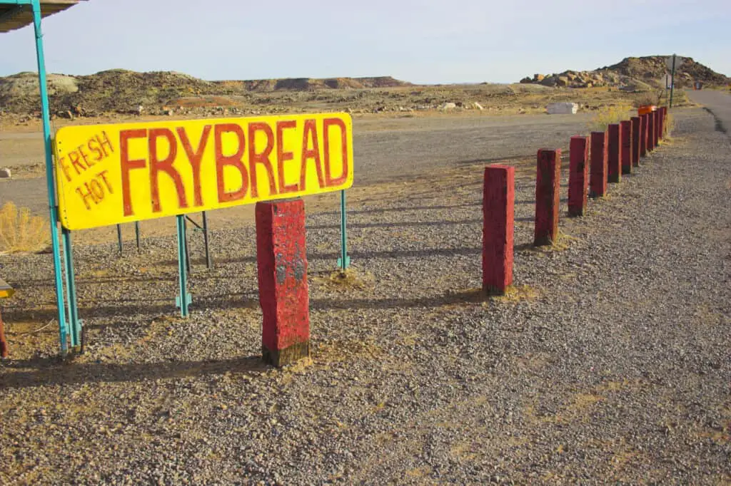 A fry bread sign at the Navajo Reservation Famous Four Corner Area